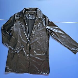 free with purchase: Shein faux leather blazer jacket